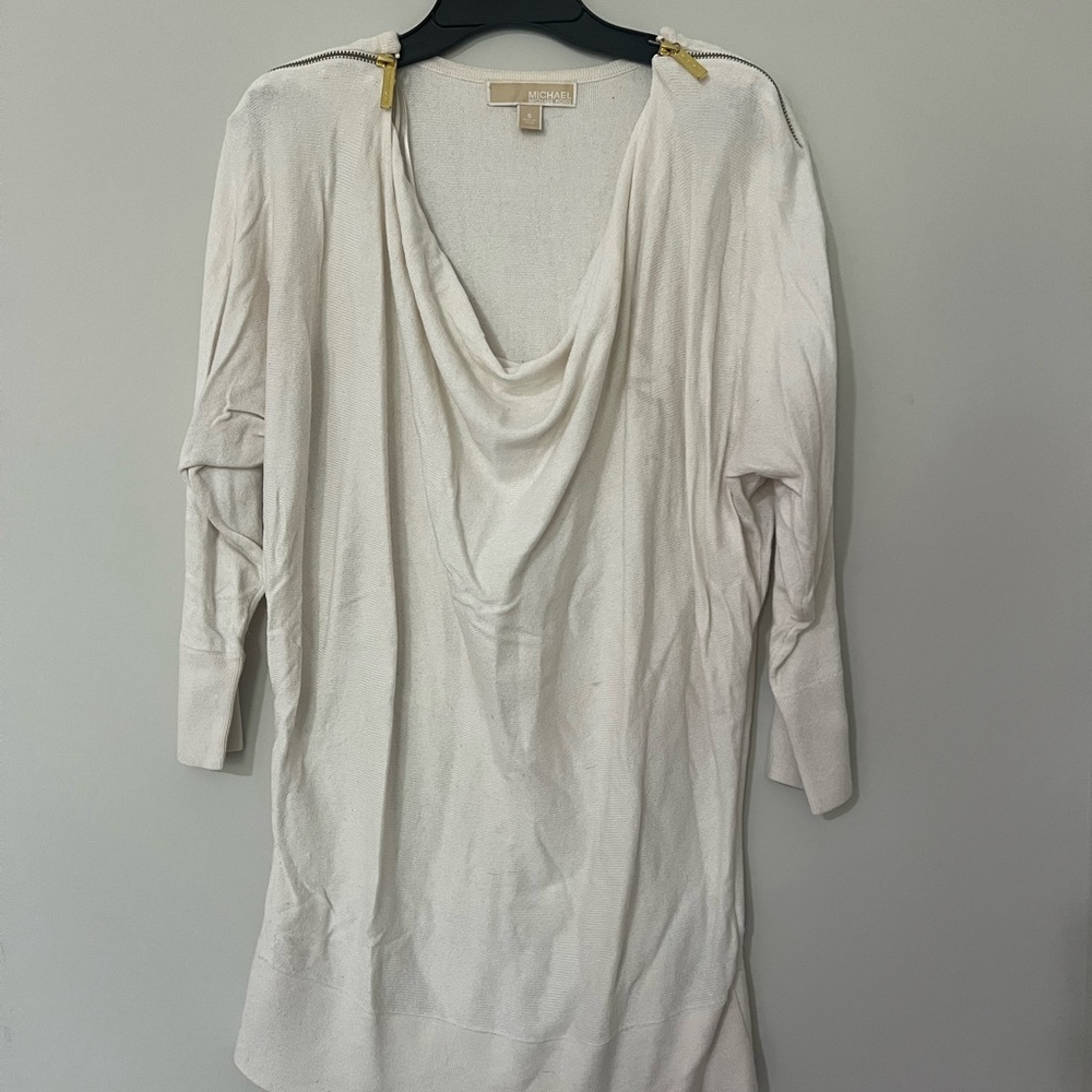 Michael Kors Cream Draped Tunic Top